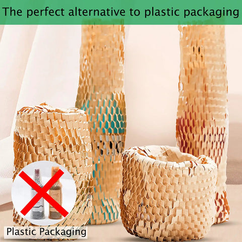 Eco Friendly Honeycomb Packing Paper Wrap 15 Inch By 131 Foot Roll With 20 Fragile Stickers Natural Kraft Brown Biodegradable