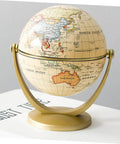 Desktop World Globe With Stand Golden Finish For Education And All Ages Home Office Decor Kid Friendly Geography Learning Tool