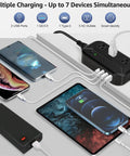 US To Europe 2300W Must Have Travel Power Converter 220V To 110V with phones and tablet plugged in via USB and AC outlets.