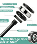 12 Pack Black 2 Inch Nylon Garage Door Rollers With 4 Inch Nylon Layer Stem With Double Seal 6200 2RS Bearings Components