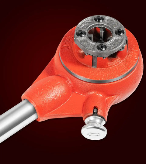 12R Manual Exposed Ratchet Pipe Threader Set With 6 NPT Die Heads From Half Inch To Two Inch Pipe Portable Tool Kit