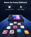 Badass 12.2 Inch Rugged Windows Tablet Featuring Hot Swap Dual Batteries And Easy Ssd Upgrades IP65 Waterproof Portable Pc with software logos.