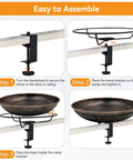 Deck Mounted Bird Bath With Detachable 12 Inch Bowl Thats A Breeze To Clean 0.7 Gallon Capacity Metal Bird Bath installation steps