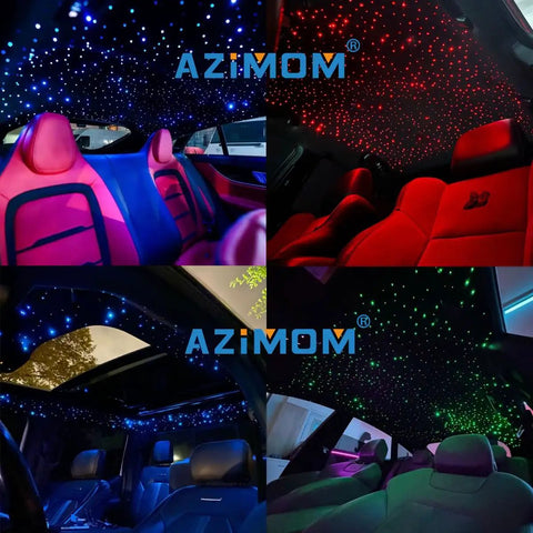 16W Twinkle And Sound Activated Fiber Optic Starlight Headliner Kit For Cars And Homes installation with colorful star effects