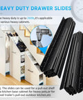 Undermount Beefy Heavy Duty Drawer Slides Set Full Extension Bottom Mounted Ball Bearing Runners for cabinets shown in use