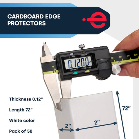 Light Duty Cardboard Edge Protectors For Shipping Pallets 2X2X72 Inches Corner Boards Keep Your Cargo Locked Down During Transit 50 Pack White No Sweat Packaging Solution
