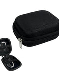 Hearing Aid Case With Travel Pouch And Battery Holder, All In One Waterproof Storage, black EVA shell with zipper and mesh pocket.