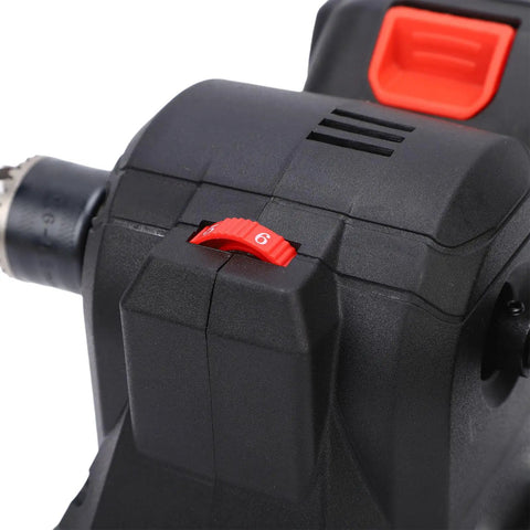 Close-up of Rosvola Mini Bench Grinder Cordless with speed control dial for precise polishing of metal, wood, and stone.