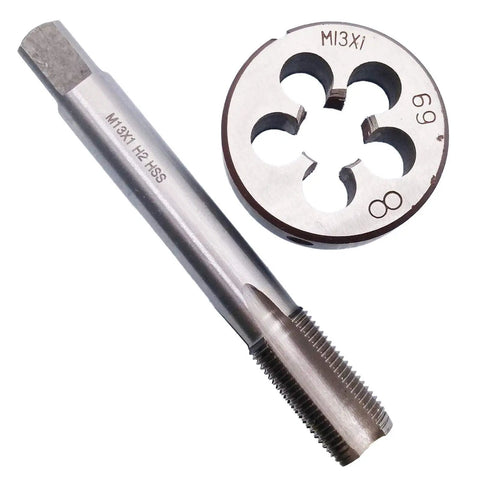 M13 X 1mm Tap And M13 X 1.0mm Die Set Right Hand Metric Threading High Speed Steel HSS Tap Length 87mm Die OD 38mm Die Height 10mm Precise Durable DIYers Friendly Tooling For Pros Includes 1 Tap And 1 Die