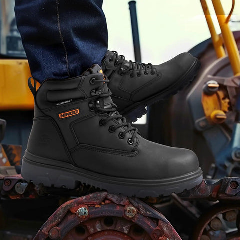 Steel Toe Waterproof Work Boots For Men, Tough As Nails, Puncture Proof, Oil And Slip Resistant, EH Electrical Hazard Protection