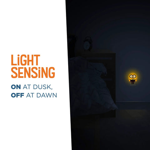 Despicable Me Bob The Minion LED Night Light Plug In Dusk To Dawn Sensor UL Listed Yellow Glow Goofy And Kid Friendly Night Light For Kids Bedroom Nursery Bathroom