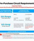 Pre-purchase circuit requirements for Powerful 14kw Electric Tankless Water Heater Delivers 240v On Demand Instant Heat.