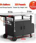 Outdoor Grill Cart With Cabinet And Locking Wheels, Extra Wide Stainless Steel Prep Table, Large Spice Rack