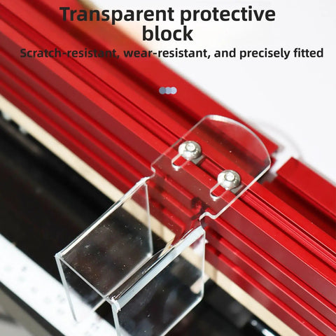 Transparent protective block on Table Saw Crosscut Sled With Aluminum Track Adjustable Woodworking Jig Router Sled Kit