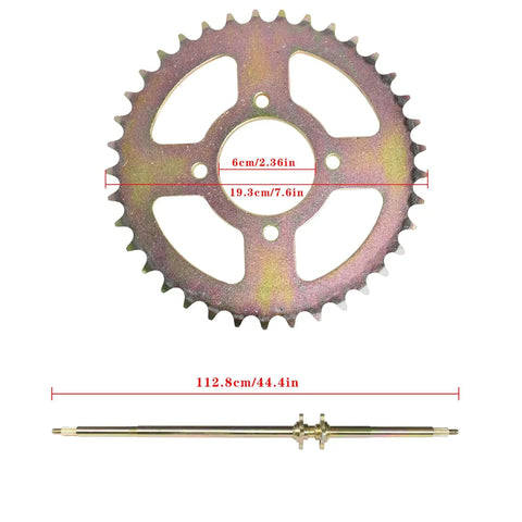 44 Inch Go Kart Rear Axle Shaft Kit Beefed Up With 530 37T Chain Sprocket Brake Disc Pillow Block Bearings And 4 Bolt Wheel Hub