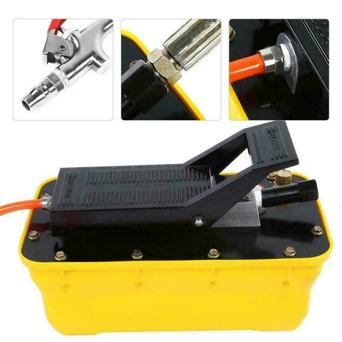 Hustle Ready Heavy Duty Pneumatic Hydraulic Foot Pump Packed With 2.3 Liter Air Tank And 3/8 Inch Npt Connectors Engineered Smooth For Tough Workshop Crimping Projects