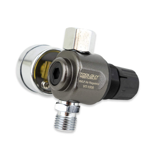 HVLP Spray Gun Air Regulator With Pressure Gauge And Diaphragm Control 0 To 150 PSI Lightweight Forged Aluminum