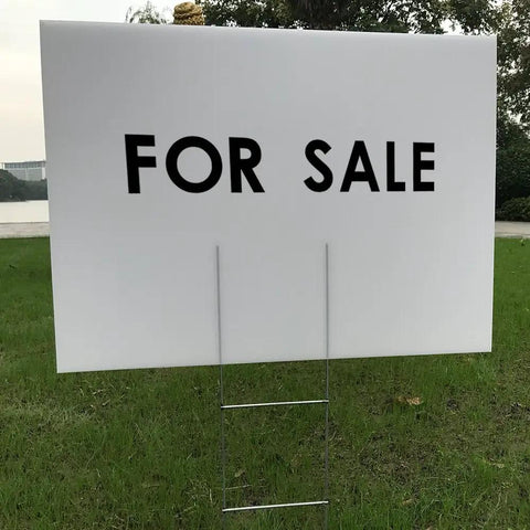 Six Pack 24x18 White Lawn Yard Signs Corrugated Plastic With Durable H Stakes Blank Promo Signs For Open Houses