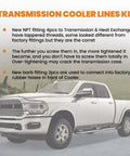 47RE Transmission Cooler Lines Kit For Dodge Ram 2500 3500 Cummins 5.9L 1996 To 2002 truck with fitting instructions