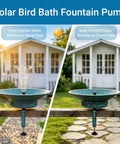 Solar Bird Bath For Deck Railing With Detachable Metal Bowl And 3.5 Inch Clamp, 2 In 1 Outdoor Bird Feeder And Fountain