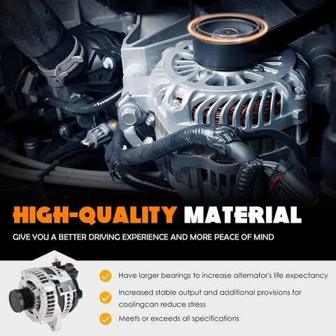 Alternator Replacement For 2.4L L4 Engine That Fits Camry 2007 2008 2009 Not Hybrid Corolla 2009 2010 XRS 2.4L Only Matrix 2009 2013 Scion Xb 2008 2013 With 104210 4811 88975511 27060 28320 installed in engine