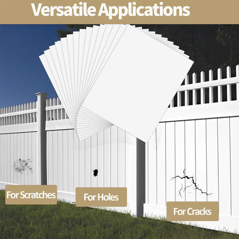 White Self-Adhesive Vinyl Siding Patch Kit With 20 Patches For Quick Patch Ups On Cracks, Holes, Or Blemishes On Vinyl Siding Or Fences