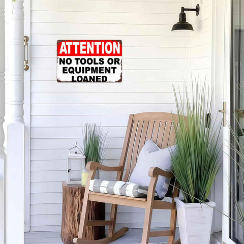 No Tools Needed Metal Sign Dope 8x12 Inch Wall Decor on porch wall with chair and plants