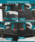 Deadly Accurate Brushless Cordless Drill And Hammer Driver With Dual Speed Modes Reaching 3600 Rpm LED work light for drilling in wood, metal, and tiles.