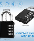 10 Pack Resettable 4 Digit Combination Lock Padlocks Waterproof Locker Locks Small Outdoor Tough As Nails Dope Combo Locks For School Gym Locker Fence Toolbox Case Gate Hasp Cabinet Storage Multicolored showing dimensions and features