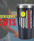 Dope 20 Oz Travel Tumbler For Pickleball Crew sleek insulated drinkware; black with pickleball design, perfect for game day essentials.