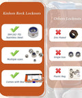Comparison of Kinhon Rock locknuts showing 304 Stainless Steel vs. other types with multiple sizes and packaging.