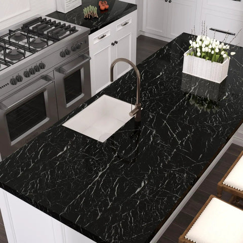 Wide Black Marble Countertop Contact Paper Waterproof Glossy Marble Wallpaper Peel And Stick 32 Inch Wide By 354 Inch Long Self Adhesive