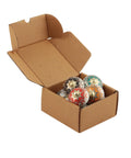 Decorative Colorful Ceramic Drawer Knobs Pack of 10 for Cabinets and Dressers in open box, showing assorted colors and patterns