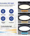 Dimmable LED lighting options for the 52 Inch Flush Mount Ceiling Fan In Matte Black With Rgb Lighting And Led 3Cct Dimmable Bulbs.