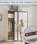 60 Pack Slick Furniture Connectors And Concealed Slide Buckles For Cabinet Hardware shown in use with sliding wardrobe panels.