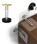 Straight No Drill Desk Stabilizers Anti Wobble Table Leg Braces Adjustable Shock Absorbing Support Gaming Furniture Quick Snap Setup showing mounting hardware on a wooden desk.