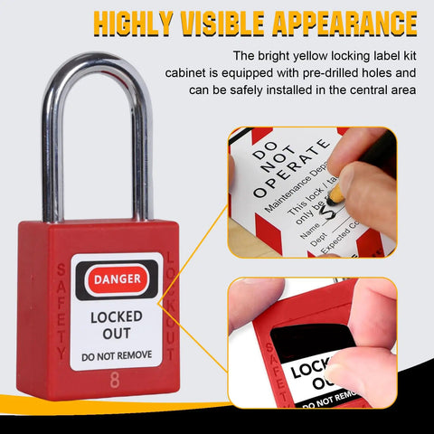 Built Tough Lockout Tagout Loto Station With 20 Heavy Duty Padlocks And 6 Steel Hasps Plus 60 Warning Tags For Bulletproof Industrial Electrical Job Site Safety Management