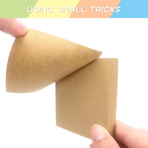 3x3 Self Stick Sticky Notes Set In 6 Bright Colors For Office School And Home, Kraft Paper Notes being peeled off a pad
