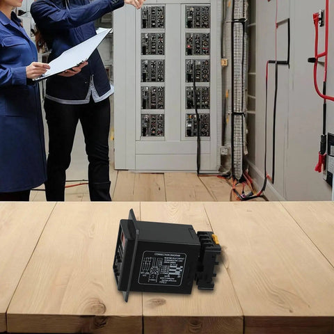 8 Pin AC 220V Time Delay Relay For ASY 3D Panel Mount With Adjustable 999S 999M Timer Switch Industrial Control For Street Lighting And Automation Precise Delay Settings From Seconds To Minutes, shown in a panel wiring setup