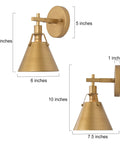 Gold Wall Sconce With Retro Chic Vintage Brass Finish Mid Century Modern Design Wall Mounted Light Fixture for Bedroom Bathroom