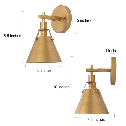 Gold Wall Sconce With Retro Chic Vintage Brass Finish Mid Century Modern Design Wall Mounted Light Fixture for Bedroom Bathroom