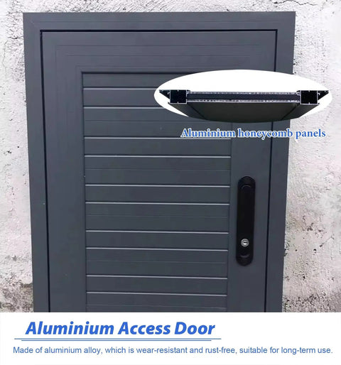 Slick Gray Access Panel For Drywall Walls Rock Solid Aluminum Honeycomb Build waterproof latch for access to ducts and pipes.