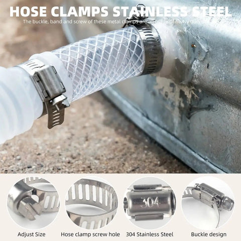 150 Piece Stainless Steel Hose Clamp Kit One Quarter To One Half Inch Adjustable Worm Gear Clamps with hose