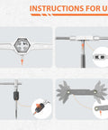 40-piece metric tap-and-die set with case and handles, shown in instructional diagrams