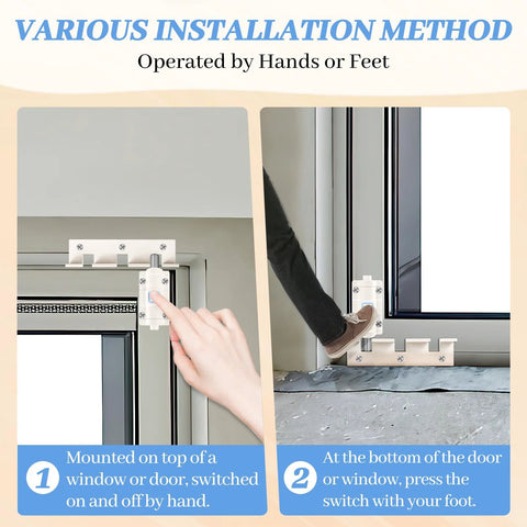 Sliding Glass Door Locks For Extra Security Child Safety Locks For Sliding Doors Window Lock Set Of 3 White Finish Universal Fit Easy To Install Durable Metal Hardware Durable Aluminum Construction Enhance Home Protection Against Intruders, showing hand and foot installation methods on door frames.