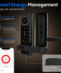Next Level Smart Door Lock With Onboard Video Doorbell And Quick Fingerprint Access For A Solid Keyless Front Door Setup detailed view showing keypad and Type-C emergency port.