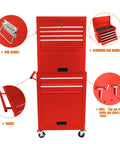 Heavy Duty 6 Drawer Rolling Tool Chest With Lockable Mobile Cabinet For Garage Workshop showing side and aluminum handles.