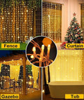 Solar Curtain Lights For Outdoors 2 Pack 300 LED Fairy String Lights With Remote Waterproof Waterfall Style For Gazebo Patio