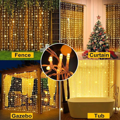 Solar Curtain Lights For Outdoors 2 Pack 300 LED Fairy String Lights With Remote Waterproof Waterfall Style For Gazebo Patio