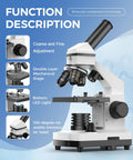 Compound Microscope Kit For Adults And Students With 100X-2000X Magnification, high power biological scope features